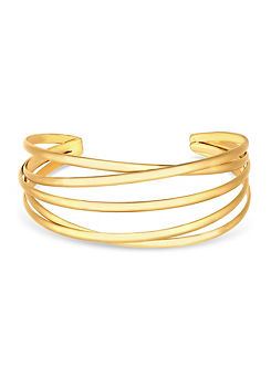 Jon Richard Recycled Gold Plated Polished Weave Cuff Bangle Bracelet