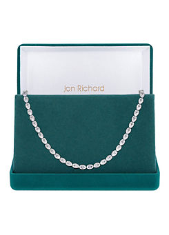 Jon Richard Rhodium Plated & Cubic Zirconia Tennis Necklace - Gift Boxed