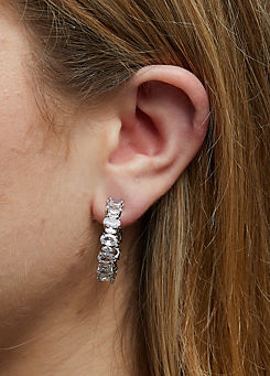Jon Richard Rhodium Plated Cubic Zirconia Oval & Navette Hoop Earrings