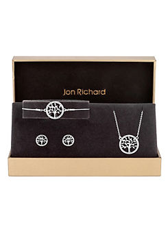 Jon Richard Silver Plated & Crystal Tree of Love Set - Gift Boxed