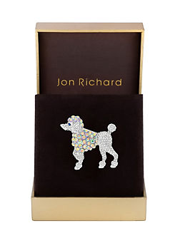 Jon Richard Silver Plated Aurora Borealis Poodle Brooch - Gift Boxed