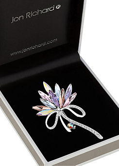 Jon Richard Silver Plated Crystal Navette Decorative Brooch - Gift Boxed