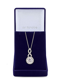 Jon Richard Silver Plated Cubic Zirconia Halo Infinity Crystal Pendant Necklace - Gift Boxed