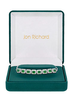 Jon Richard Silver Plated Emerald Cubic Zirconia Toggle Bracelet - Gift Boxed