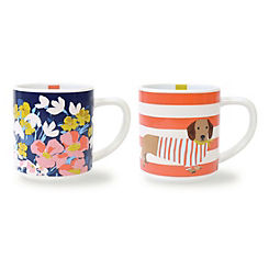 Joules Set of 2 Bright Side Stackable Mugs