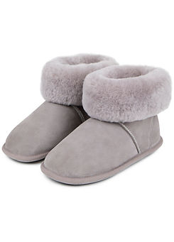 Just Sheepskin Ladies Albery Leather Boot Slippers Grey