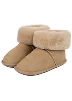 Just Sheepskin Ladies Albery Leather Boot Slippers Natural