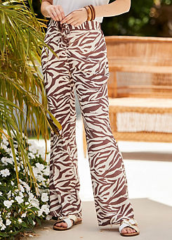 Kaleidoscope Animal Printed Linen Trousers