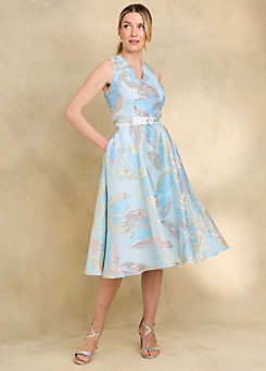 Kaleidoscope Blue Floral Jacquard Prom Dress