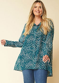 Kaleidoscope High Low Blouse in Triangle Print