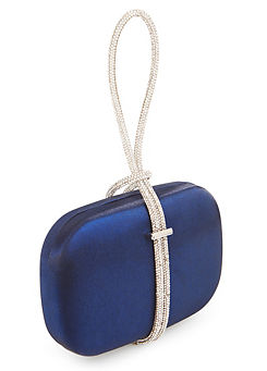 Kaleidoscope Navy Satin Diamante Handle Clutch Bag
