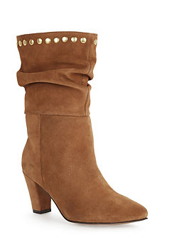 Kaleidoscope Tan Suede Studded Mid-Boots