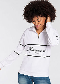 KangaROOS Logo Front Print Half Zip Sweatshirt