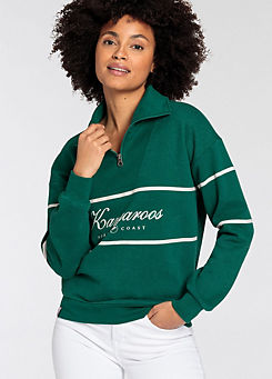 KangaROOS Logo Front Print Half Zip Sweatshirt