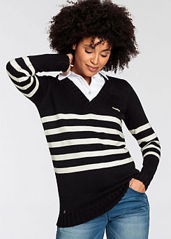 KangaROOS Stripe V-Neck Knitted Sweater