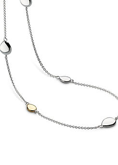 Kit Heath Rhodium Plated Sterling Silver and 18ct Gold Plate Coast Pebble Station Necklace