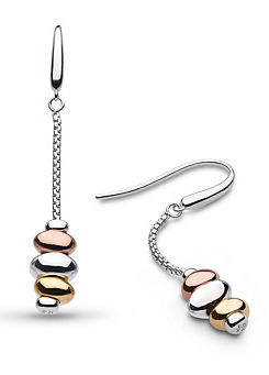 Kit Heath Rhodium Plated Sterling Silver and 18ct Gold Plate Coast Tumble Trio Drop Earrings
