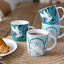 KitchenCraft Porcelain Exotic Crane Mug Set