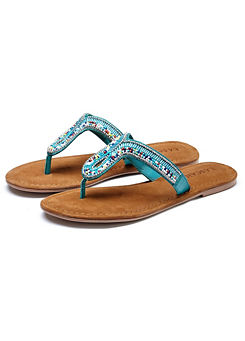 LASCANA Decorative Bead Toe Post Sandals