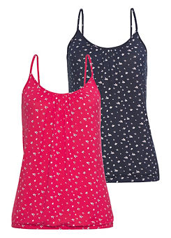 LASCANA Pack of 2 Gathered Neck Spaghetti Strap Tops