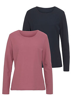 LASCANA Pack of 2 Long Sleeve Round Neck Tops