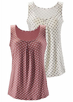 LASCANA Pack of 2 Printed Round Neckline Tops