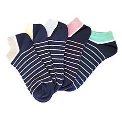 Ladies Pack of 5 Striped Trainer Socks