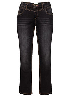 Lana Used-Effect Straight Leg Stretch Jeans