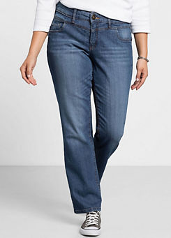 Lana Used-Effect Straight Leg Stretch Jeans