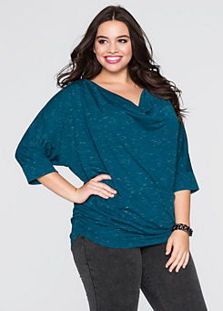 Loose Fit Cowl Neck Jersey Top