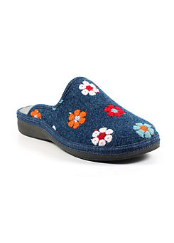 Lunar Anther Blue Mule Slippers