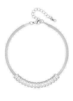 MOOD By Jon Richard Silver Crystal Baguette Chain Bracelet