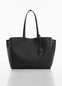 Mango Elliot Black Double Handle Shopper Bag