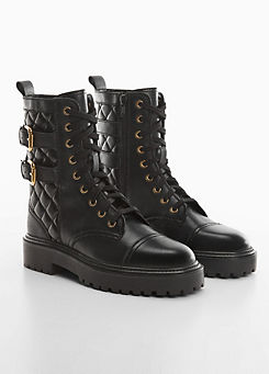 Mango Sierra Military Leather Ankle Boots