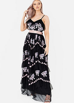 Maya Deluxe Tiered Maxi with Floral Embroidery