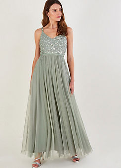 Monsoon Autumn Embellished Maxi Dress in Recycled Polyester