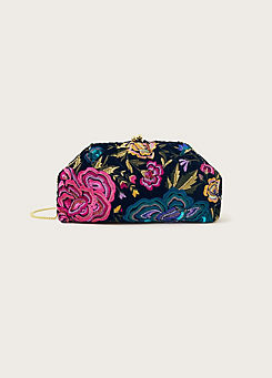 Monsoon Floral Embroidered Velvet Pouch