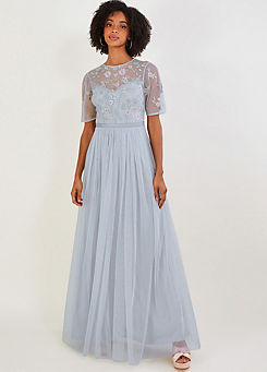Monsoon Harri Embellished Maxi Dress in Recycled Polyester
