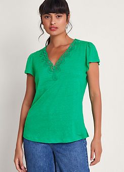 Monsoon Lisa Lace Linen T-Shirt