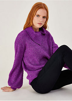 Monsoon Super-Soft Rib Splice Neck Jumper with Recycled Polyester