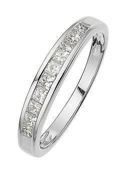 Natural Diamonds 18ct White Gold 0.50ct Princess Cut Channel Set Diamond Eternity Ring