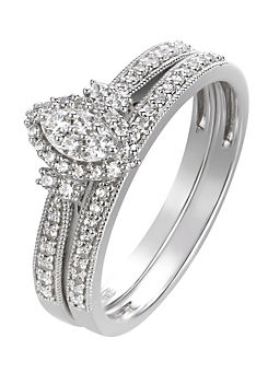 Natural Diamonds 9ct White Gold 0.33ct Diamond Ring Bridal Set