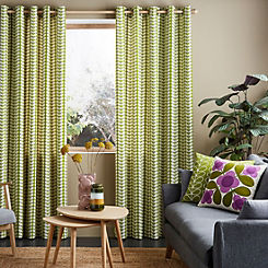 Orla Kiely Solid Stem Pair of Lined Eyelet Curtains