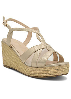 Paradox London Champagne Wide Fit Shimmer ’Yanelli’ Wedge Espadrilles