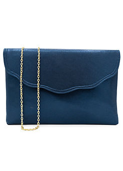 Paradox London Navy Shimmer ’Doris’ Envelope Clutch Bag
