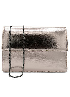 Paradox London Pewter Metallic ’Darlene’ Flap Clutch Bag