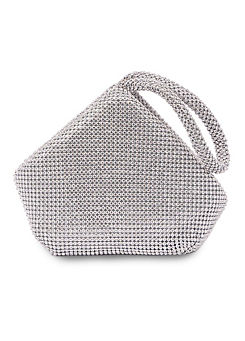 Paradox London Silver Diamante Dua Pouch Handbag