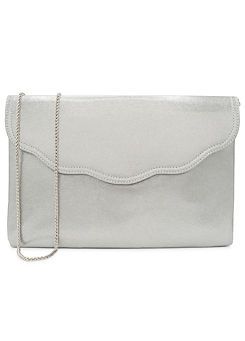 Paradox London Silver Shimmer ’Doris’ Envelope Clutch Bag