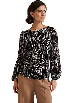 Phase Eight Patricia Pearl Print Woven Mix Top