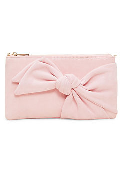 Phase Eight Pink Suede Bow Clutch Bag
